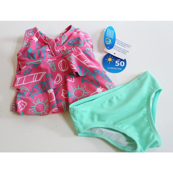 Wave Zone Baby Girl Halter Swimsuit Size 0-3 Months UV Protection - Picture 2 of 7